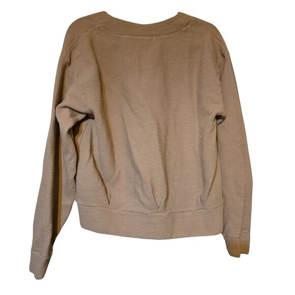 Stateside Women's Brown Rachel Chunky Ribbed V-Neck Raglan Long Sleeve Sweater L - Picture 3 of 8